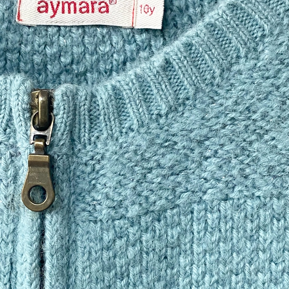 AYMARA Kids Cozycore Boutique Turquoise Alpaca Wool Sweater - Picture 4 of 9